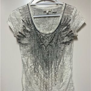 Miss me rhinestones embellished top